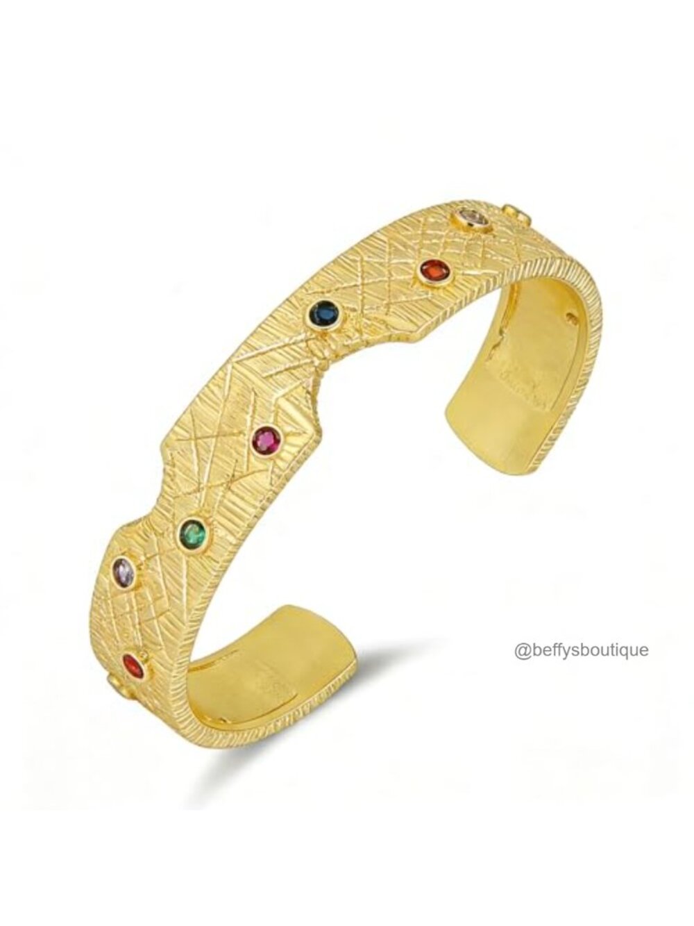 Gold Plated Cuff Bracelet Adjustable Open Bangle Cubic Zirconia